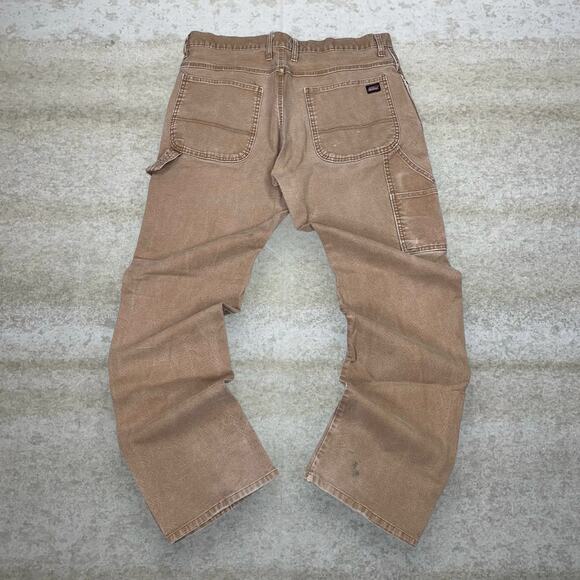 Vintage 90s Dickies Carpenter Pants 36x34 Baggy Camel Tan Canvas Dungarees Work